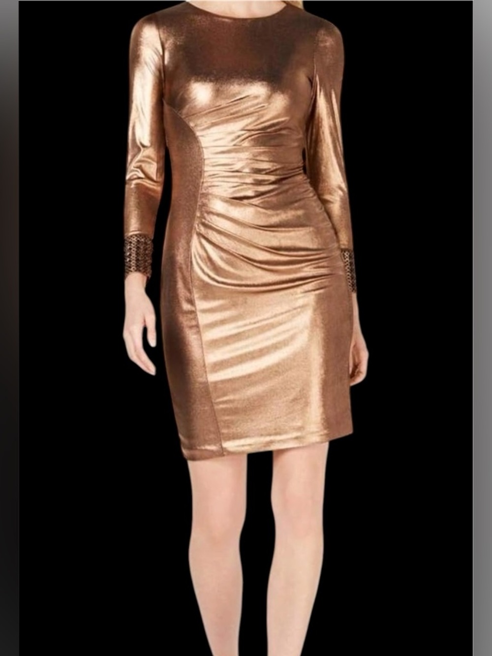 Calvin Klein Metallic Bronze Mini Sheath Dress